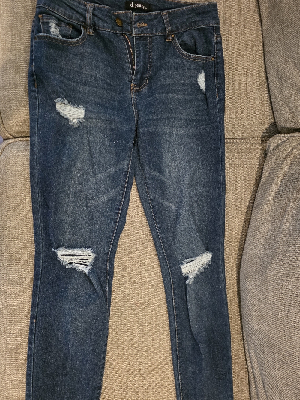 d. jeans Dark Blue Distressed Skinny Jeans